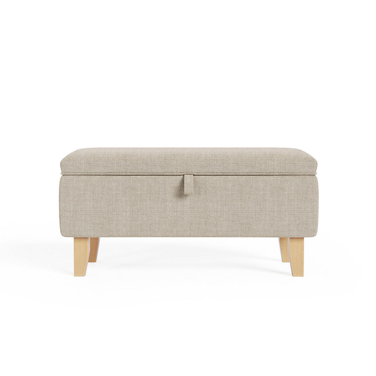 POLSTERHOCKER 71/37/34 cm Stauraum Holzbeine Leinen Beige - Beige, Holz/Textil (71/34/37cm) - Livingandhome
