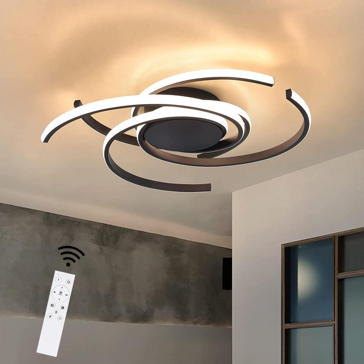 LED-DECKENLEUCHTE Klaus 56.5/53/12 cm - Schwarz, Metall (56.5/53/12cm) - Nettlife