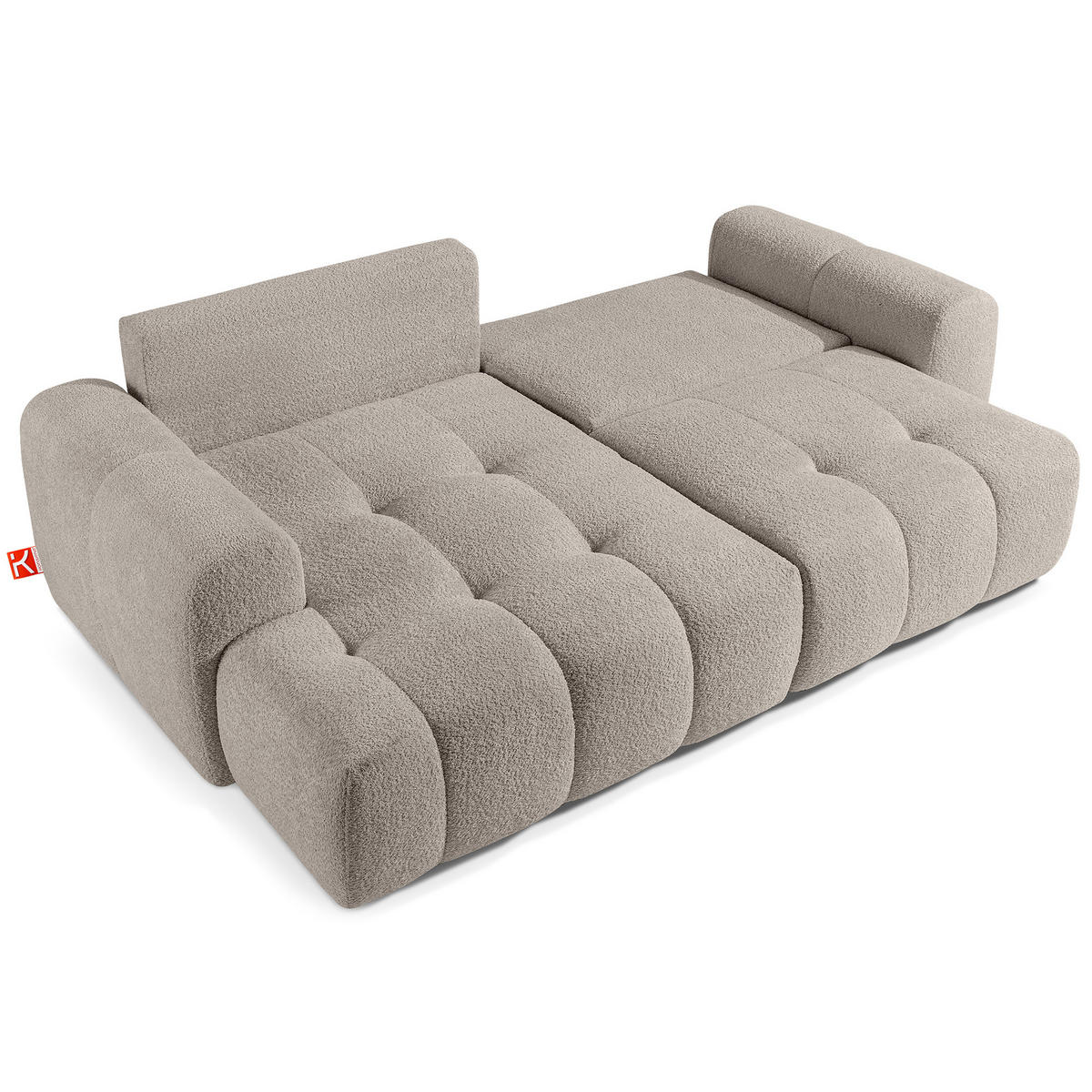 ECKSOFA LINKS RAVIA, Bouclé, Grau - Grau, Holz/Textil (256/104cm) - KONSIMO®