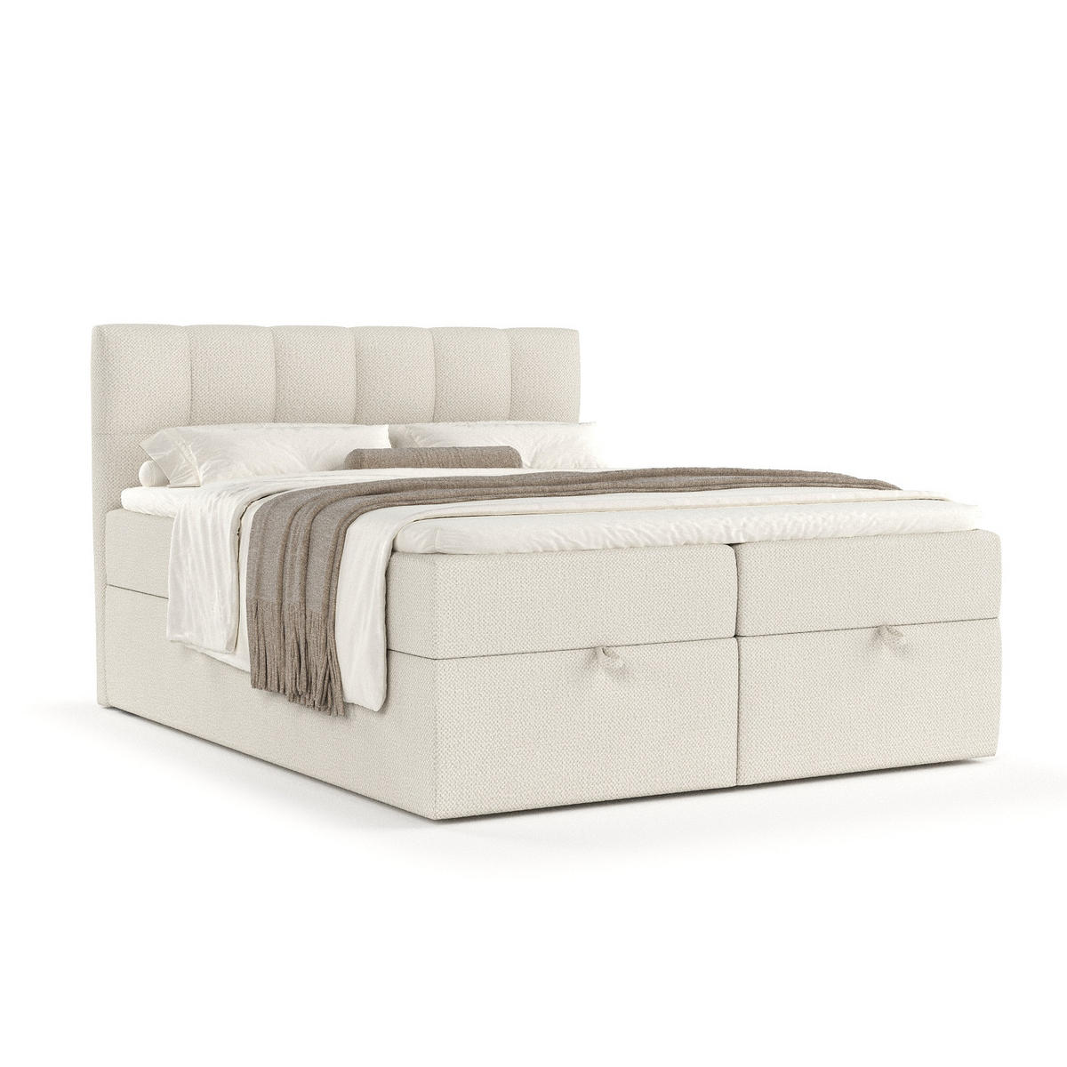 BOXBETT Shay Beige 160/200 cm - Beige/Schwarz, Holz/Holzwerkstoff (160/200cm) - Maison de Reve