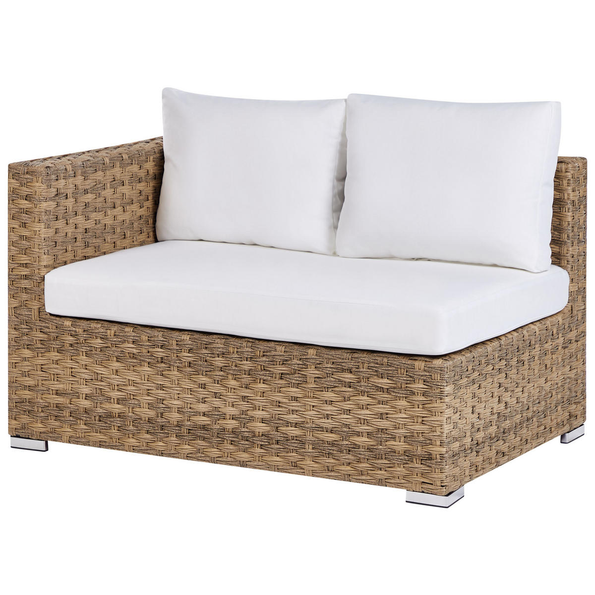 LOUNGE-SET 8-Sitzer hellbraun linksseitig modular Auflagen cremeweiß XXL - Creme, Kunststoff - Beliani