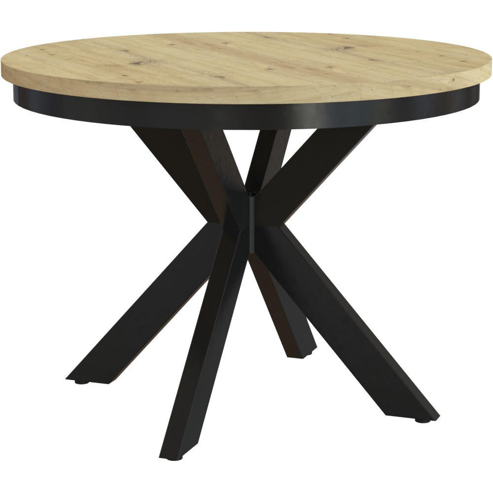 ESSTISCH Bilbao, Runder, mit Metallbeinen, eiche Artisan+Schwarz - Schwarz/Eiche Artisan, Holzwerkstoff/Metall (100/100/77cm) - Beautysofa