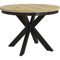 ESSTISCH Bilbao, Runder, mit Metallbeinen, eiche Artisan+Schwarz - Schwarz/Eiche Artisan, Holzwerkstoff/Metall (100/100/77cm) - Beautysofa