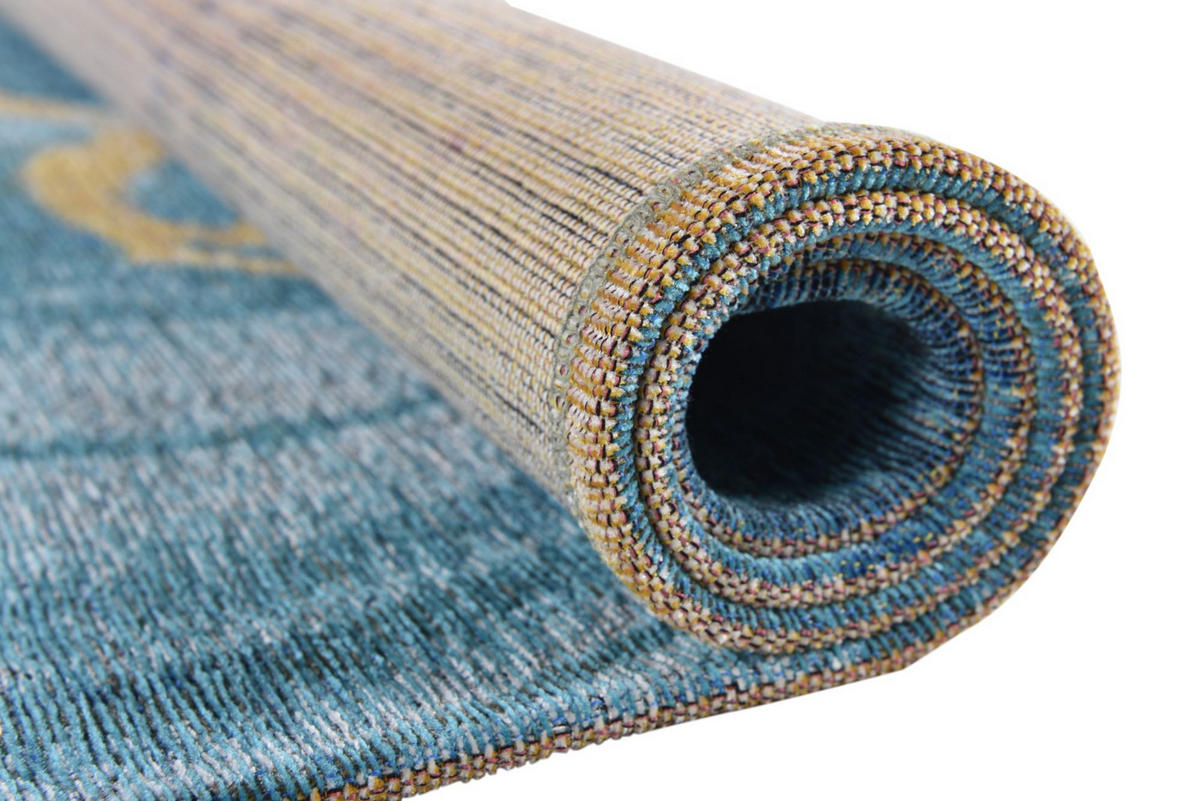 FLACHWEBETEPPICH Cosima 80x160 cm - Türkis, Textil (80/160cm) - Gino Falcone