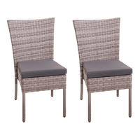POLY-RATTAN STUHL Grau, Braun, Anthrazit 2er-Set - Anthrazit/Braun, Kunststoff (52/90/58cm) - MCW