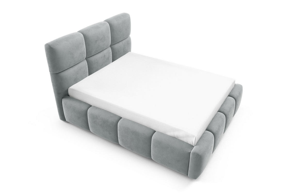 POLSTERBETT TRIO, 200x200 cm, Doppelbett mit Bettkasten, Velourstoff, Frabe: Grau - Grau, Holz/Kunststoff (200/200cm)