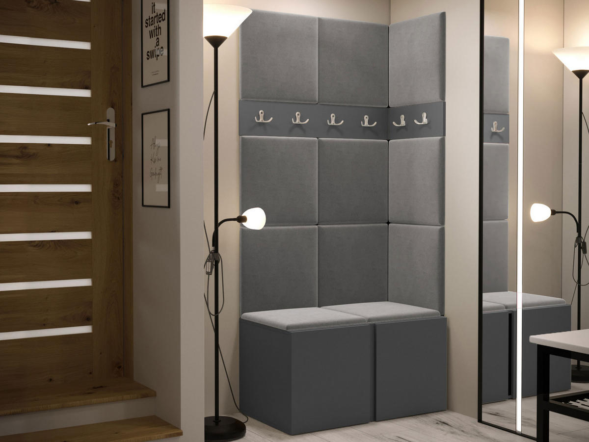 GARDEROBEN-SET Orion I - Graphitfarben/Grau, Holzwerkstoff/Kunststoff (84/186/46cm) - MIRJAN24