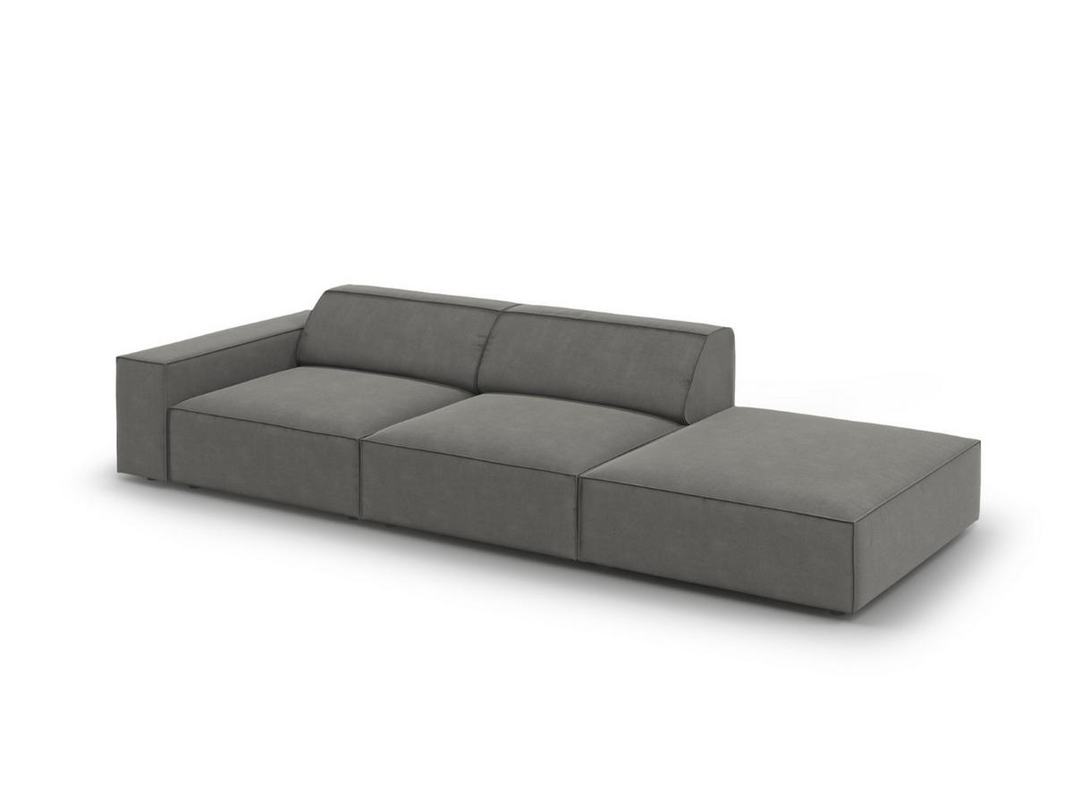 SOFA Jodie aus Samt hellgrau 3 Sitzplätze - Hellgrau, Textil (262/70/102cm) - Micadoni
