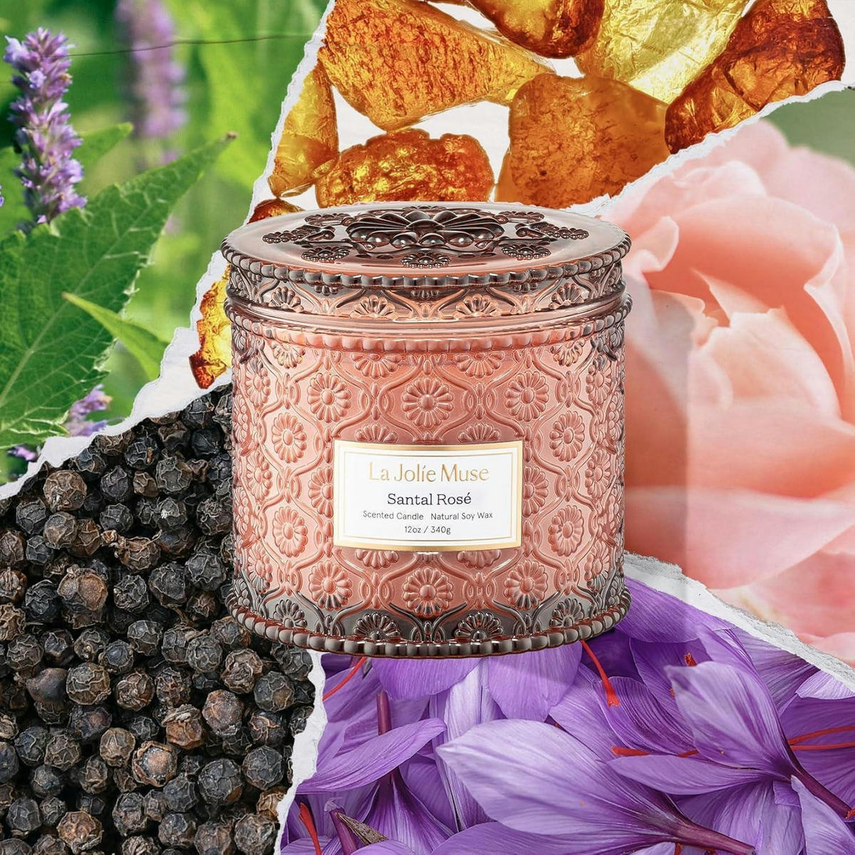 DUFTKERZE Santal Rosé Sojawachs 340 g - Rosa, Paraffin (4cm)