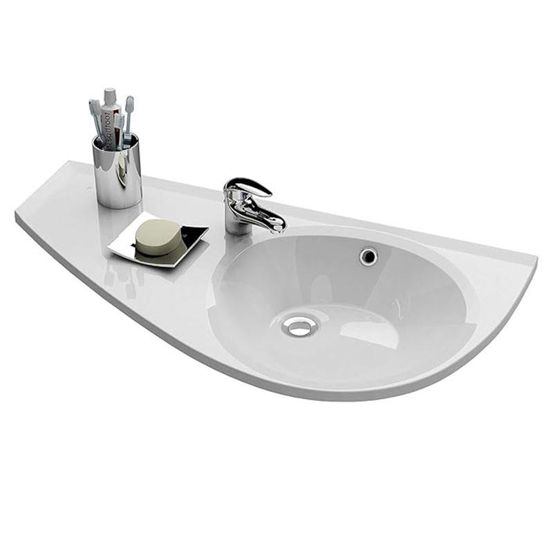WASCHBECKEN für Badezimmer 450 x 850 x 124mm - Weiß, Keramik (45/12.4/85cm) - HOROW