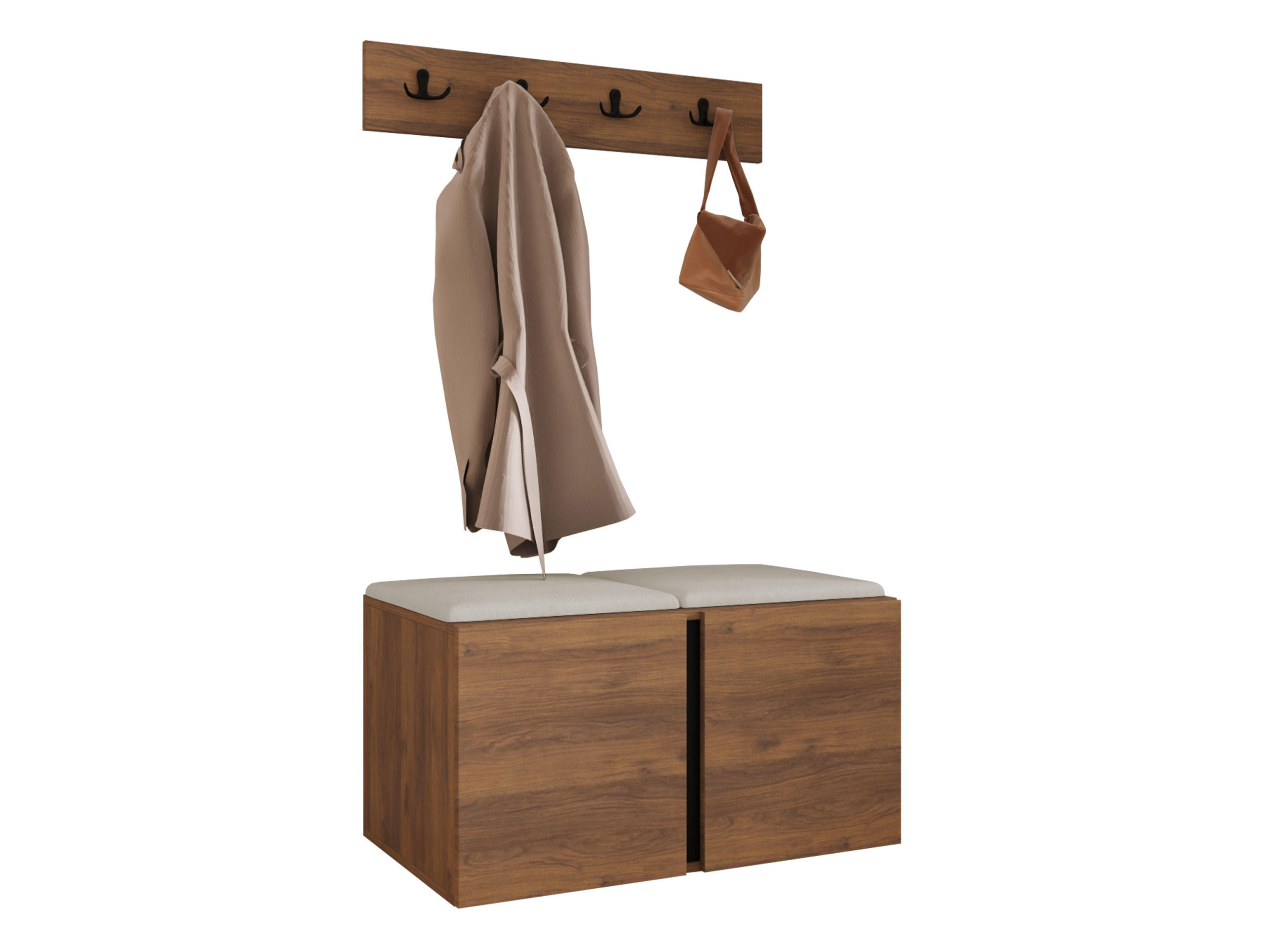 GARDEROBEN-SET Orion VI - Beige/Nussbaumfarben, Holzwerkstoff/Kunststoff (84/42/46cm) - MIRJAN24