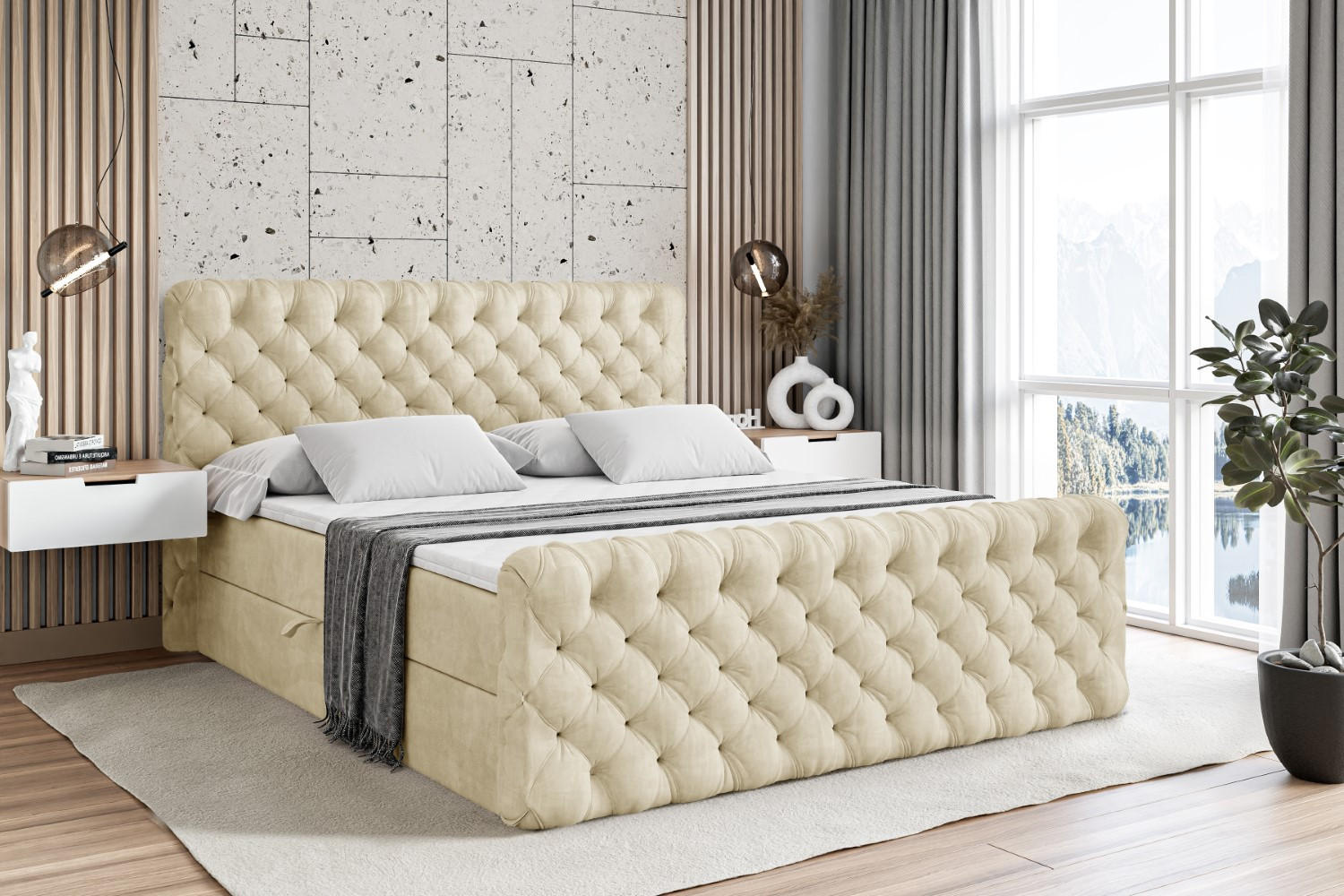 BOXBETT BOXI8-Z - 200x200 cm - H3 - Beige - Beige, Holzwerkstoff (200/200cm) - ALTDECOR