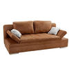 SCHLAFSOFA mit Bettkasten, Wellenfederung, Armlehnen verstellbar B200/T100/H84 cm, Liegefl.148x200 cm, Antikleder-Optik Mikrofaser Braun Curry / 15117 - Currygelb/Chromfarben, Textil/Metall (200/84/100cm) - luma-home