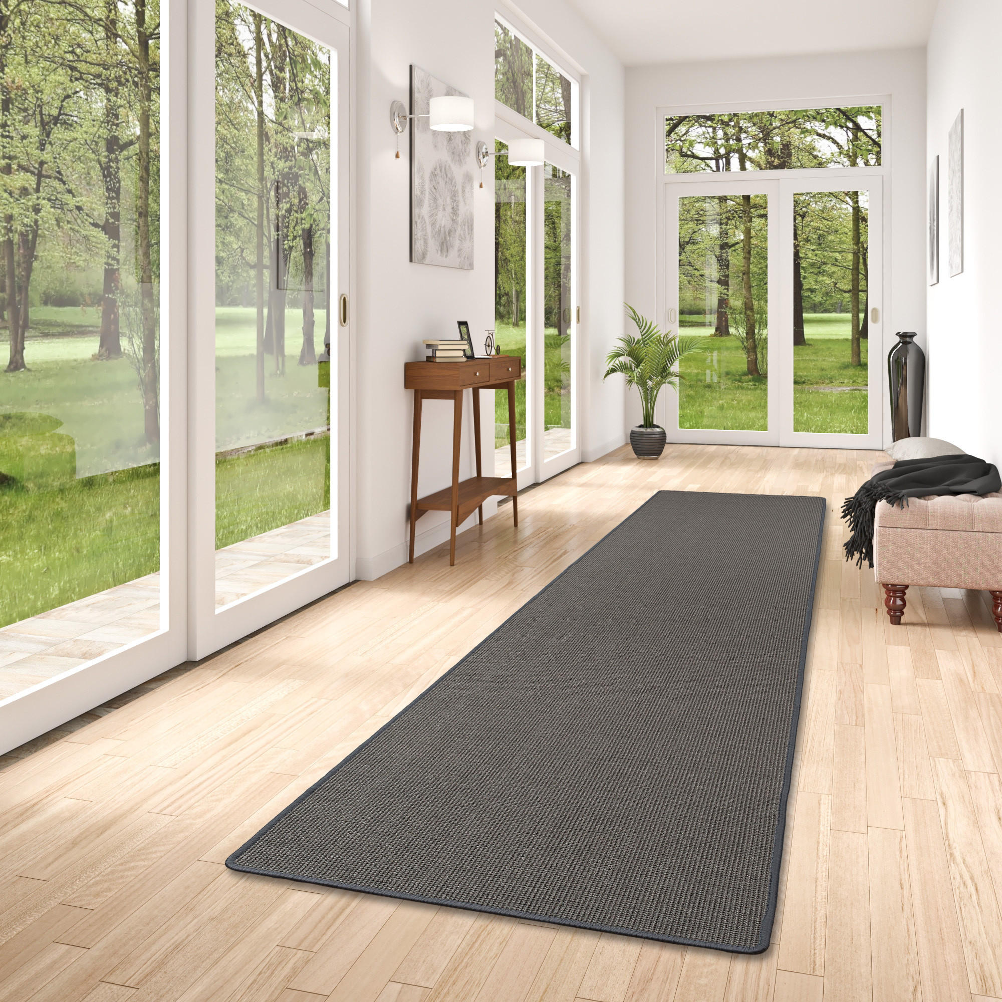 SISAL NATUR LÄUFER TEPPICH - Anthrazit, Textil (100/300cm) - Snapstyle