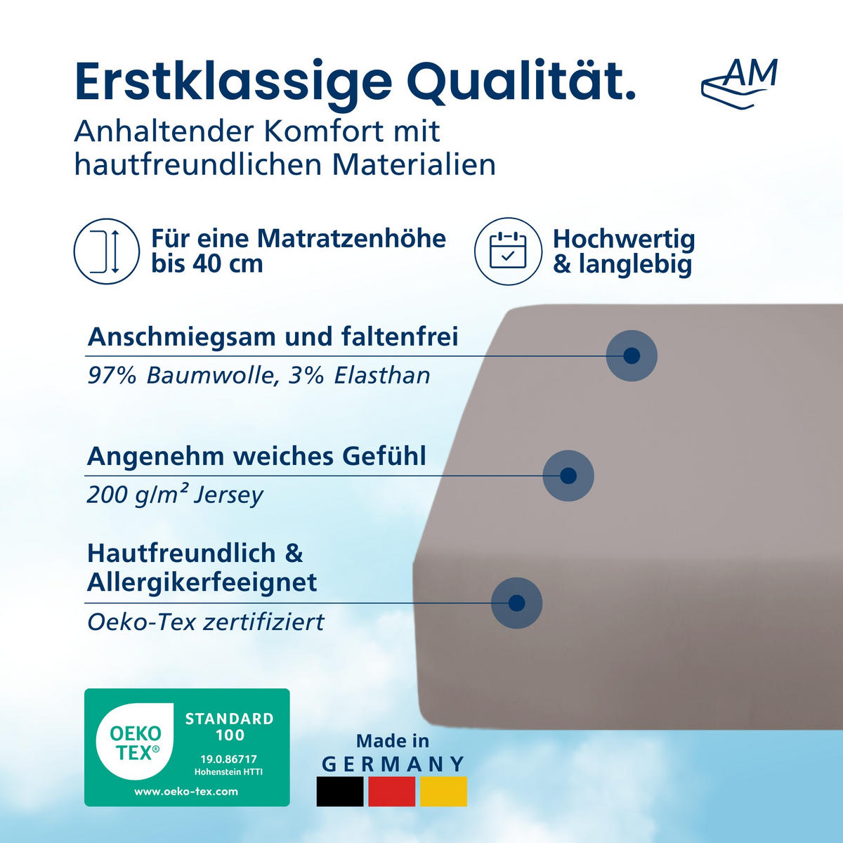 SPANNBETTLAKEN BOXSPRING 130/200/33 cm Taupe - Taupe, Textil (130/200cm) - AM Qualitätsmatratzen