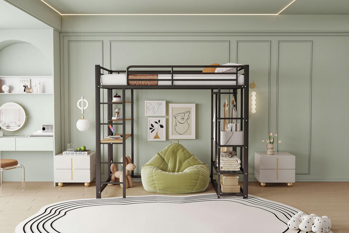 HOCHBETT 90x200 cm Tisch schwarz - Schwarz, Metall (90/200cm) - LEBENLANG