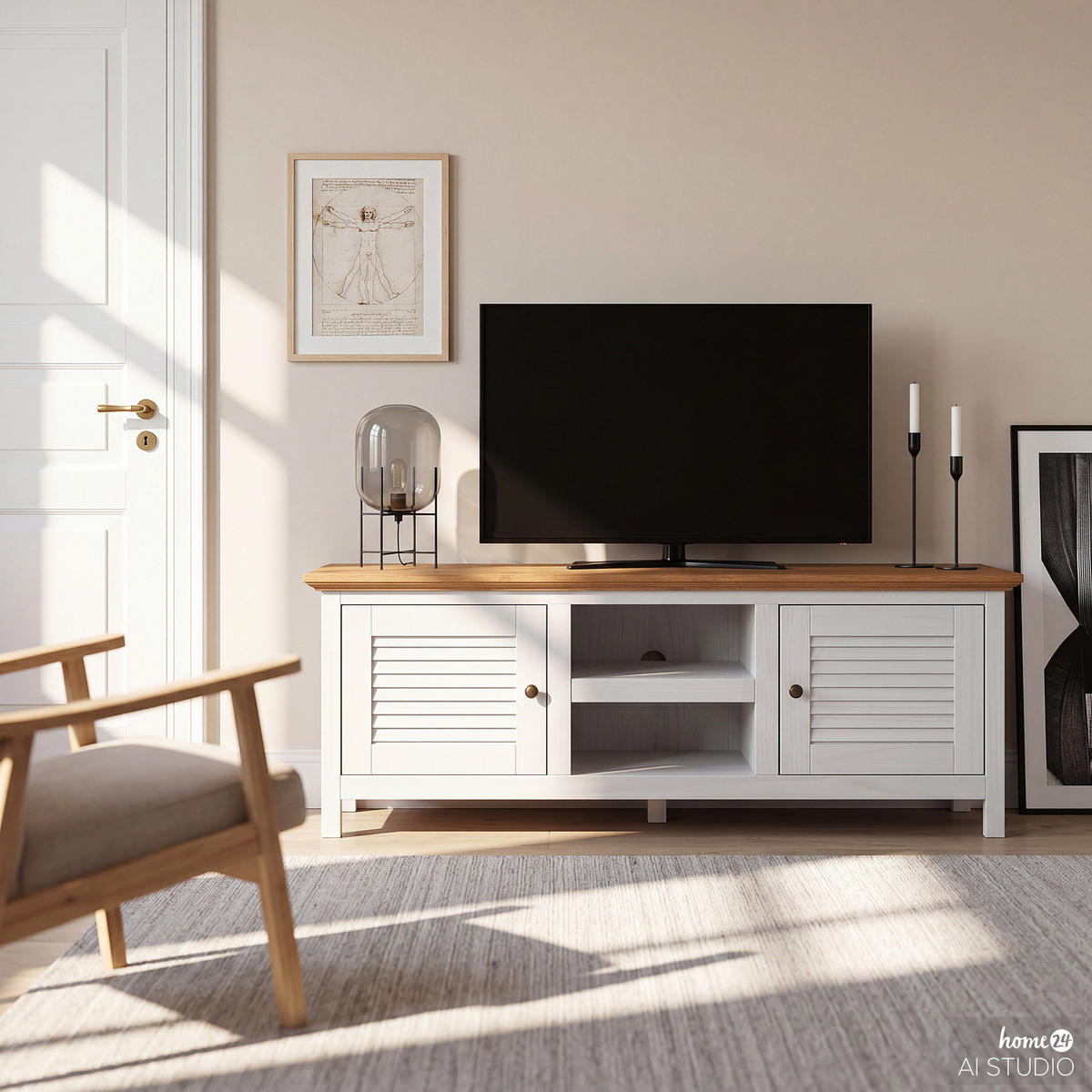MASSIVES TV-LOWBOARD - Kiefer massiv - 150 cm - Braun/Kieferfarben, Holz/Metall (150/55/42cm) - home24