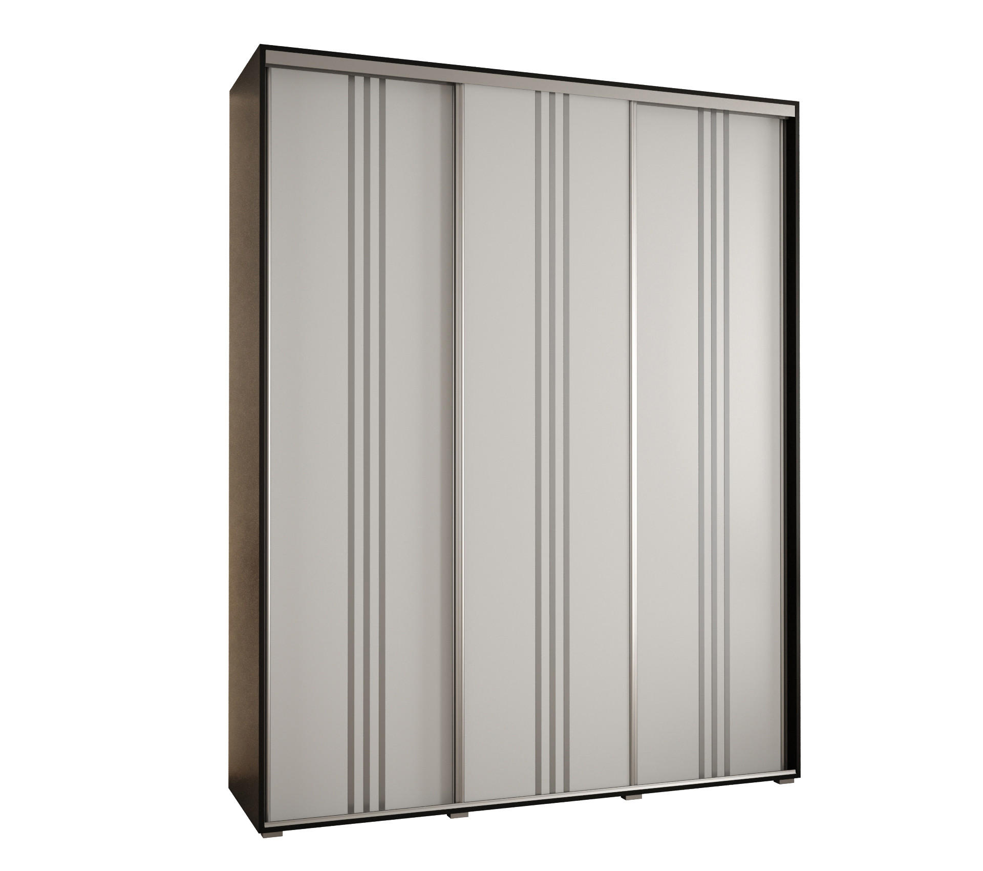 Abiks Möbel Schwebetürenschrank Schwarz, Weiß, Silber 190x235x60 cm