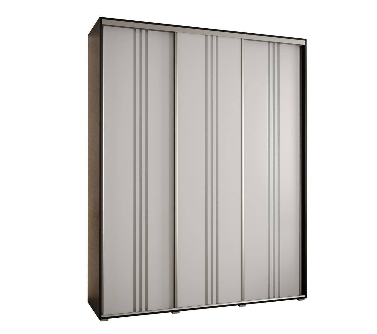 SCHWEBETÜRENSCHRANK 235,2/200/45 3-türig - Silberfarben/Schwarz, Holz/Metall (200/235/45cm) - Abiks Möbel