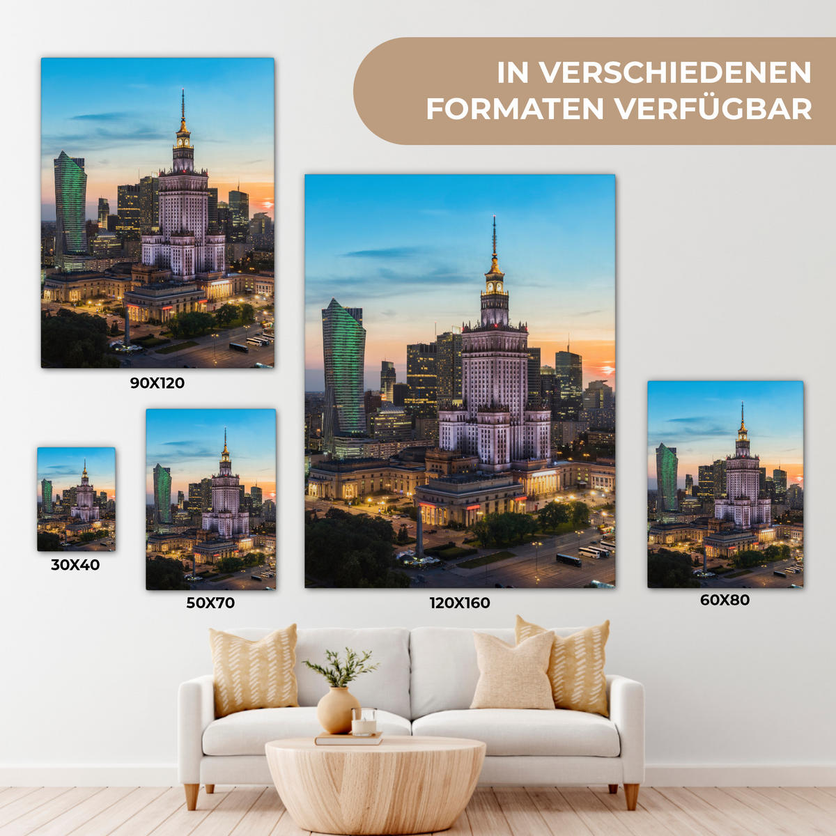 LEINWANDBILD Polen - Sonne - Warschau 30x40 cm - Blau, Textil (30/40cm) - MuchoWow