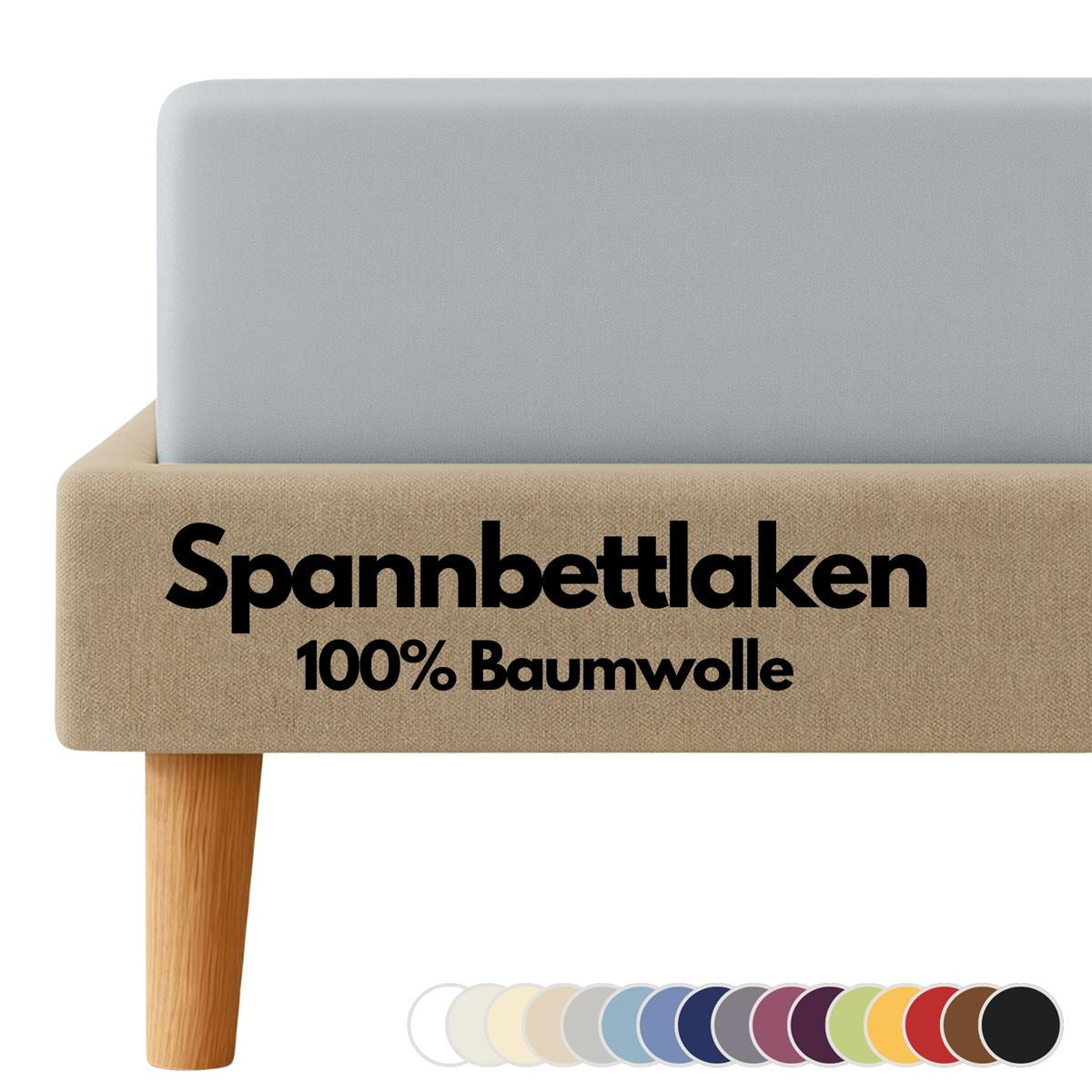 JERSEY-SPANNBETTLAKEN 90x200 - 100x200 cm, Bettlaken aus 100% Baumwolle mit Rundum-Gummizug, Spannbetttuch Grau - Grau, Textil (100/200cm) - Carpe Sonno