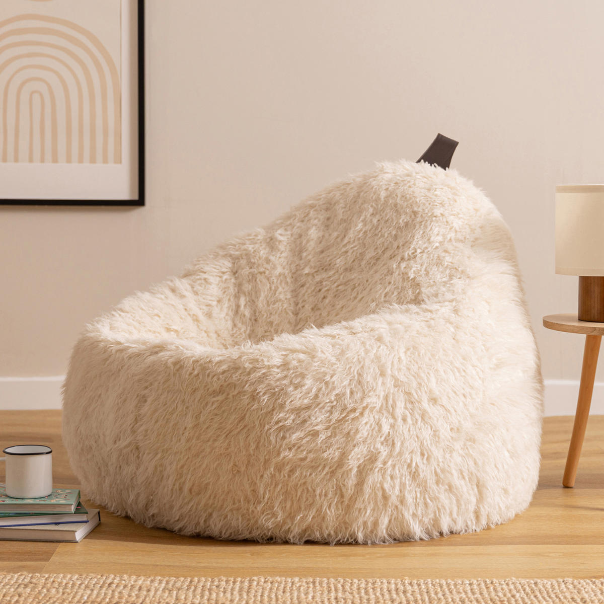 SITZSACK Sessel Kokon aus Kunstfell - Creme, Kunststoff (87/73/87cm) - icon