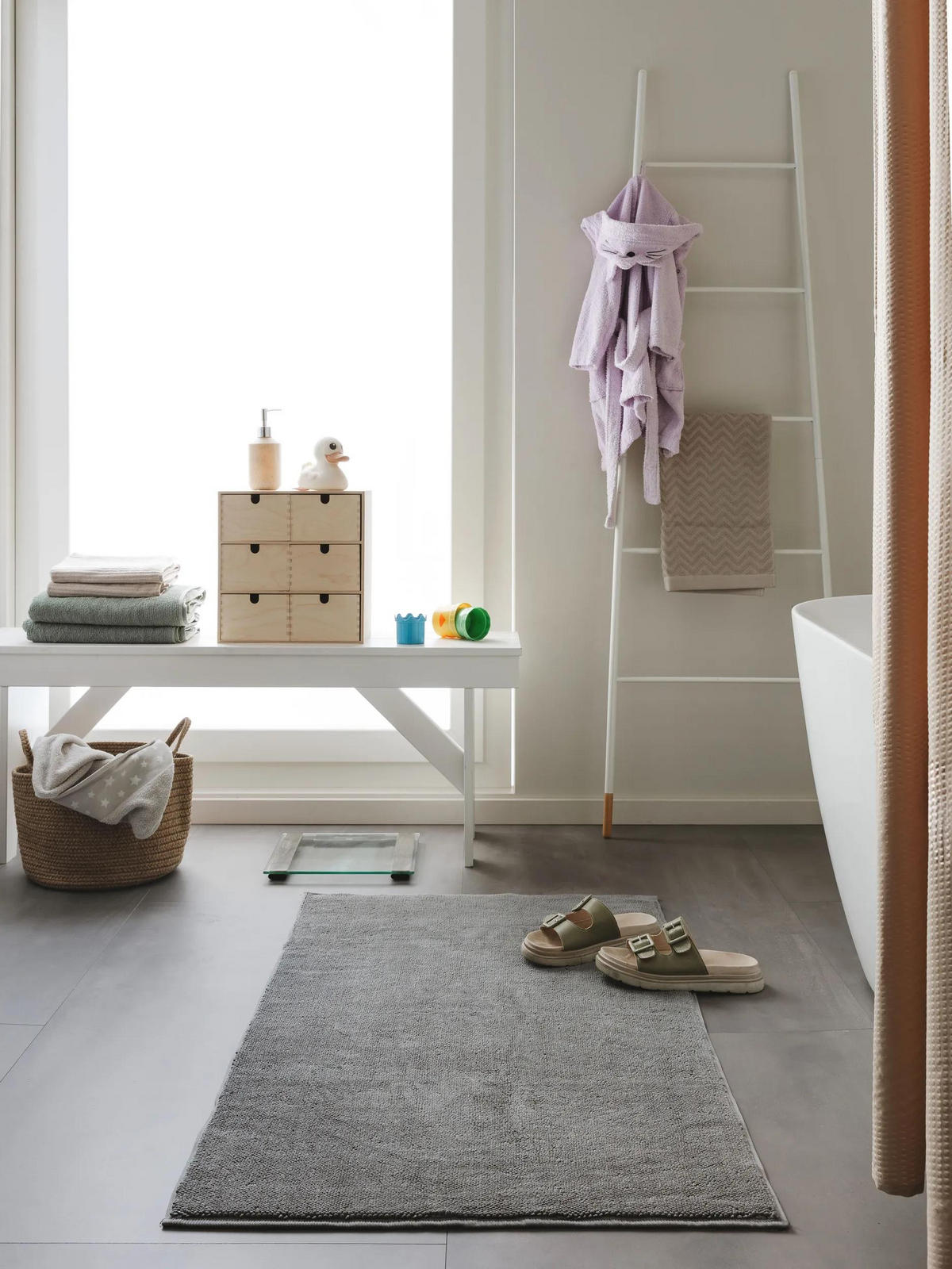 BADEMATTE Ole Anthrazit 70x120 cm - Anthrazit, Naturmaterialien/Textil (70/120cm) - benuta Nest