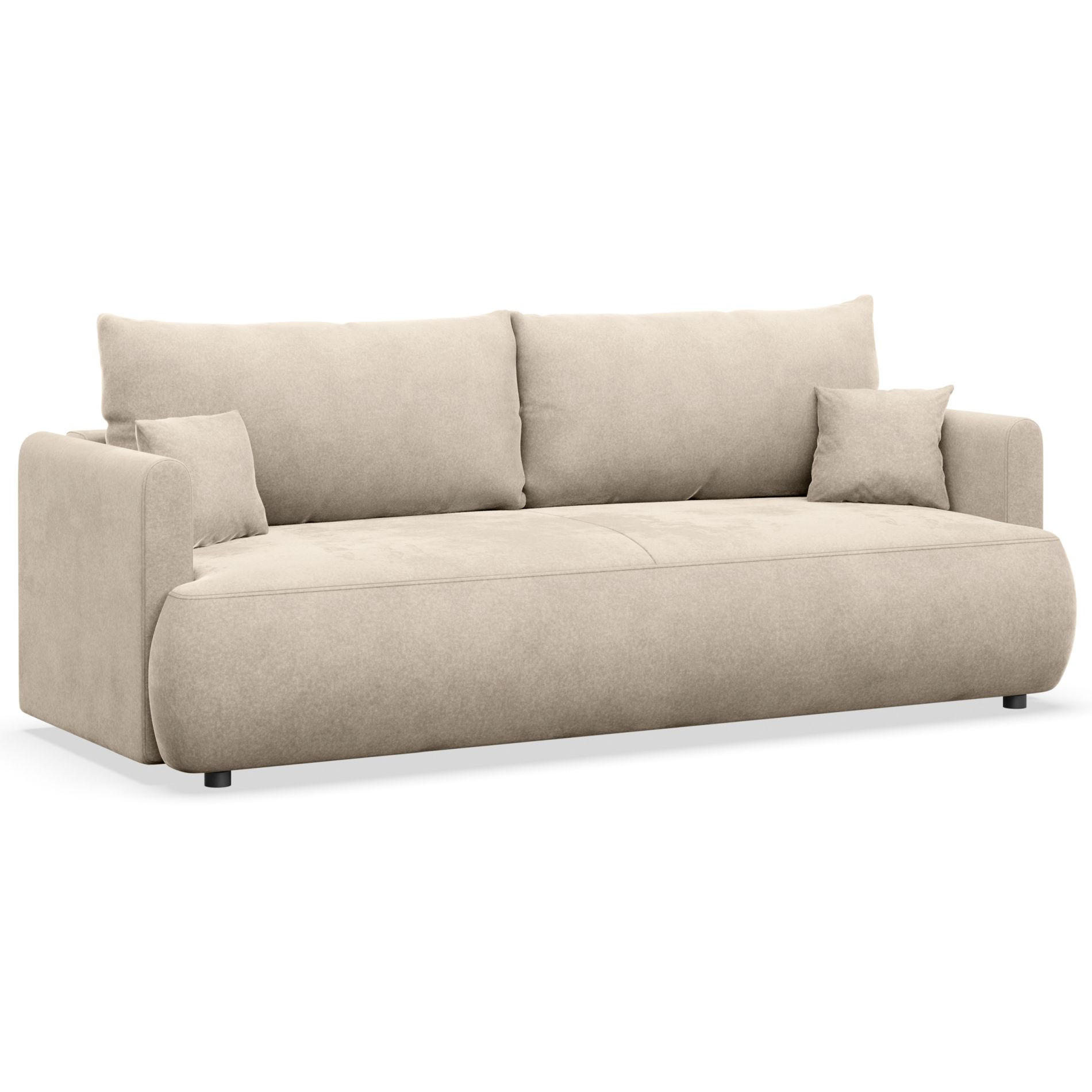 3-SITZER SOFA Ovo Mini Hellbeige Velours Easy-Clean - Ecru/Schwarz, Kunststoff/Textil (226/90/97cm) - Selsey