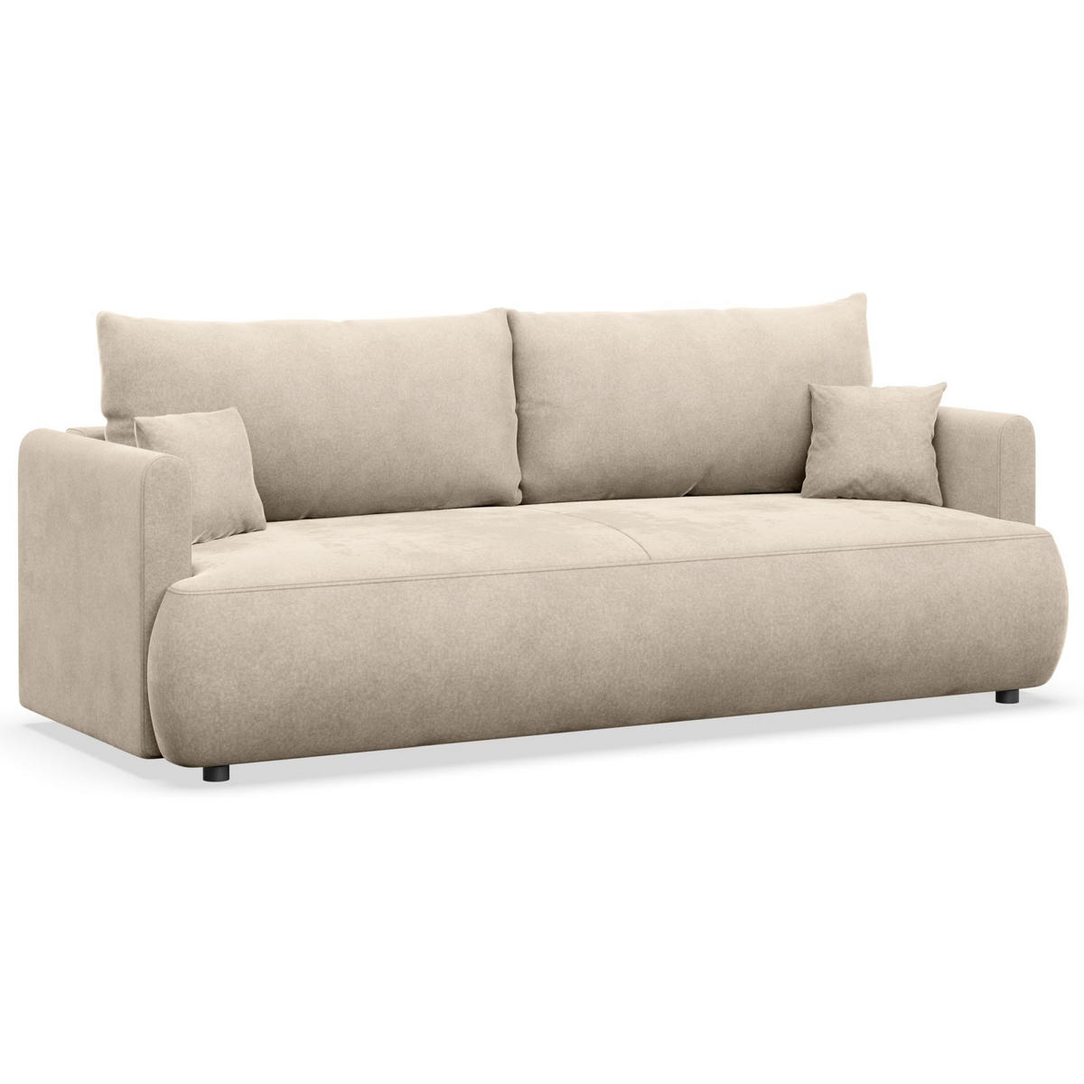 3-SITZER SOFA Ovo Mini Hellbeige Velours Easy-Clean - Ecru/Schwarz, Kunststoff/Textil (226/90/97cm) - Selsey