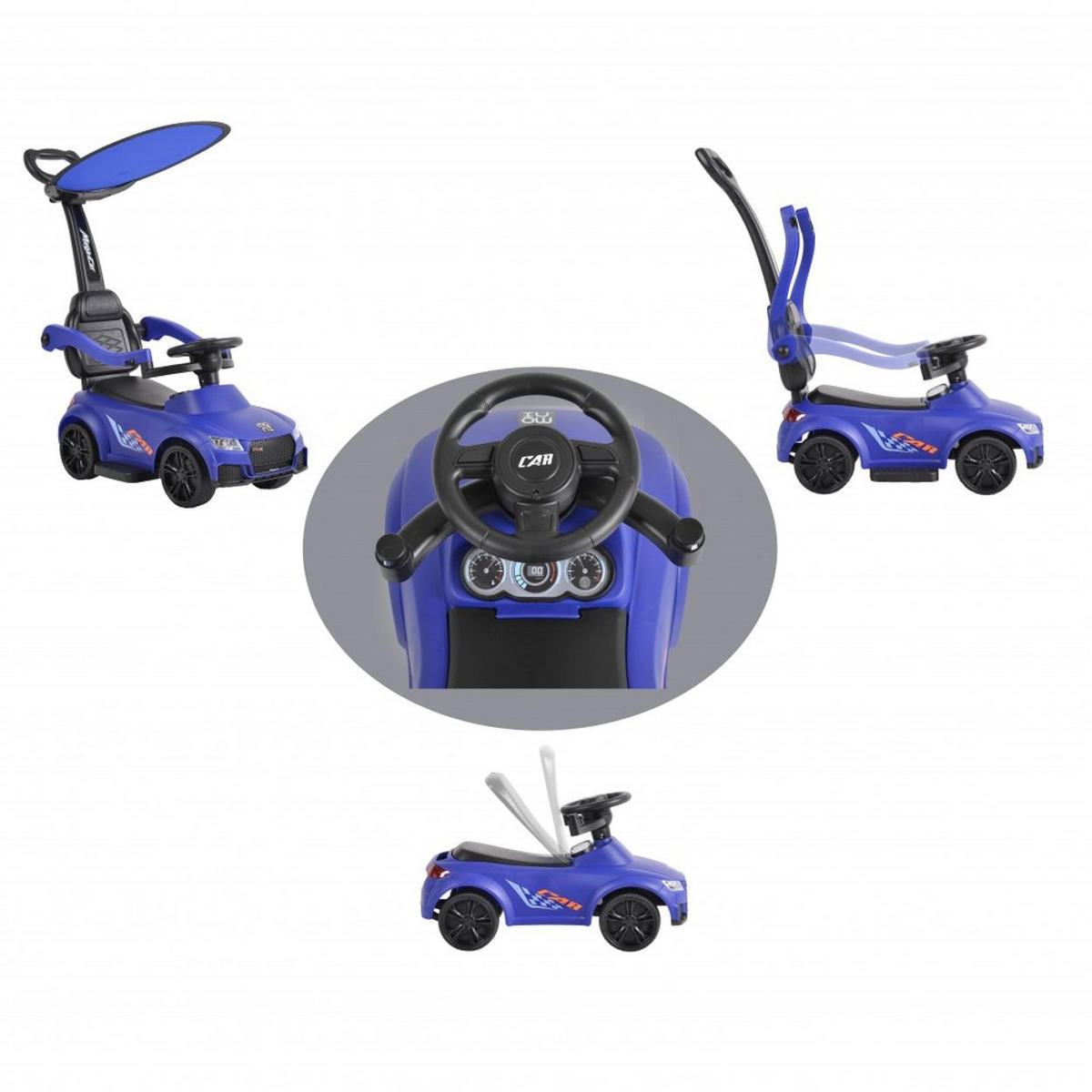 RUTSCHER Victory 2 in 1 blau Rutscher mit Griff Lehne Fußstütze Musikfunktion - Blau, Kunststoff (87/66/41cm) - Moni