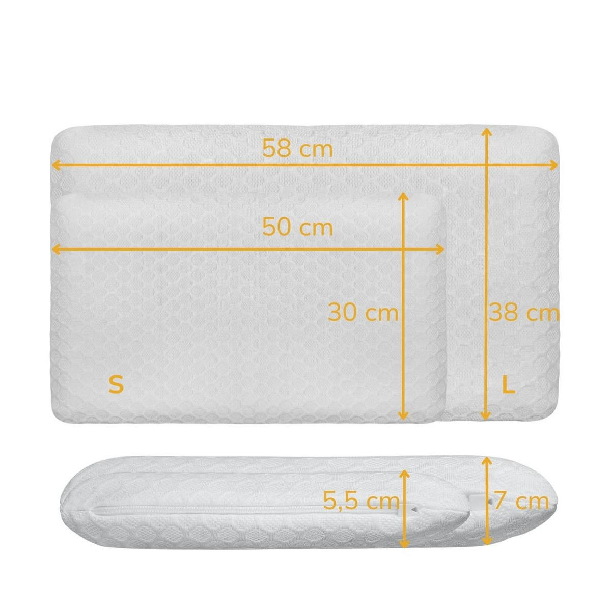 KISSEN, EXTRA FLACH FÜR BAUCHSCHLÄFER S 50/30 CM - Weiß, Textil (30/50cm) - INPHYSIO