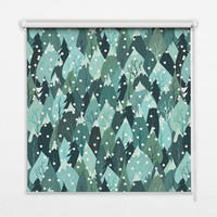 VNÚTORNÁ roleta - okenná roleta - roleta - 90x180 cm - Les a padajúci sneh - modrá, plast (90/180/0.5cm) - TULUP