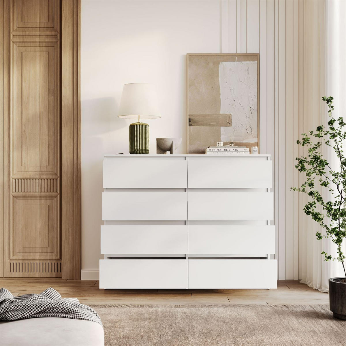 SIDEBOARD HANA M8 mit Schubladen Weiß - Weiß, Holzwerkstoff (120/97/40cm) - Lookway