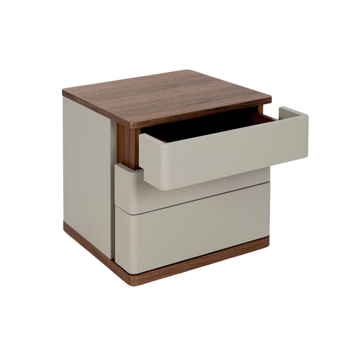 NACHTSCHRANK Nachttisch aus grauem Holz und Nussbaum 46/46/45 cm - Walnussfarben/Grau, Holz (46/45/46cm) - ANGEL CERDA