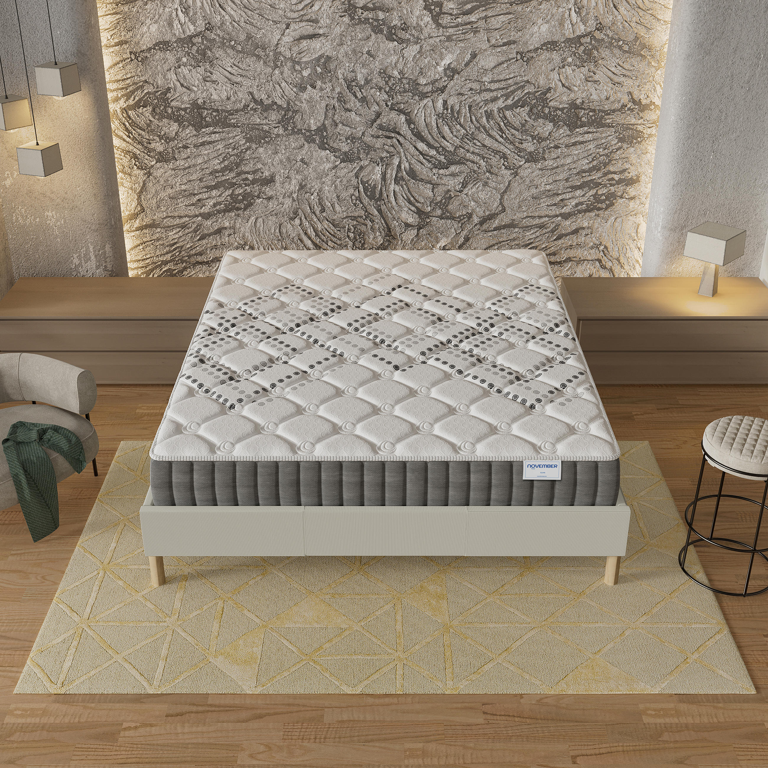 Thumbnail - November Sleep Taschenfederkernmatratze, Weiß, Naturmaterialien, H3, 90x190 cm, Oeko-Tex®, antibakteriell, Bezug antimik...