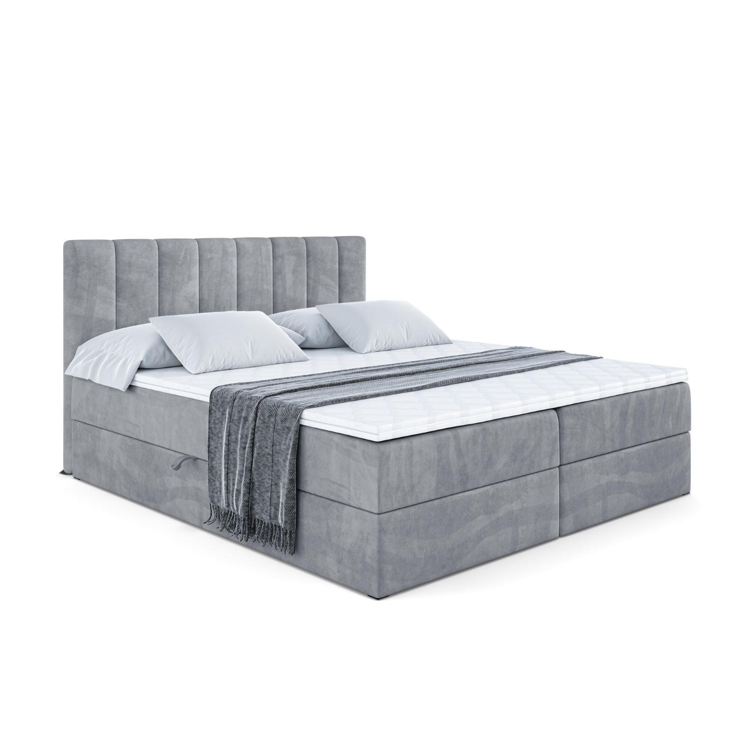 ALTDECOR KONTINENTÁLNÍ POSTEL s matrací H4 - OTTA - 140x200 cm Šedá