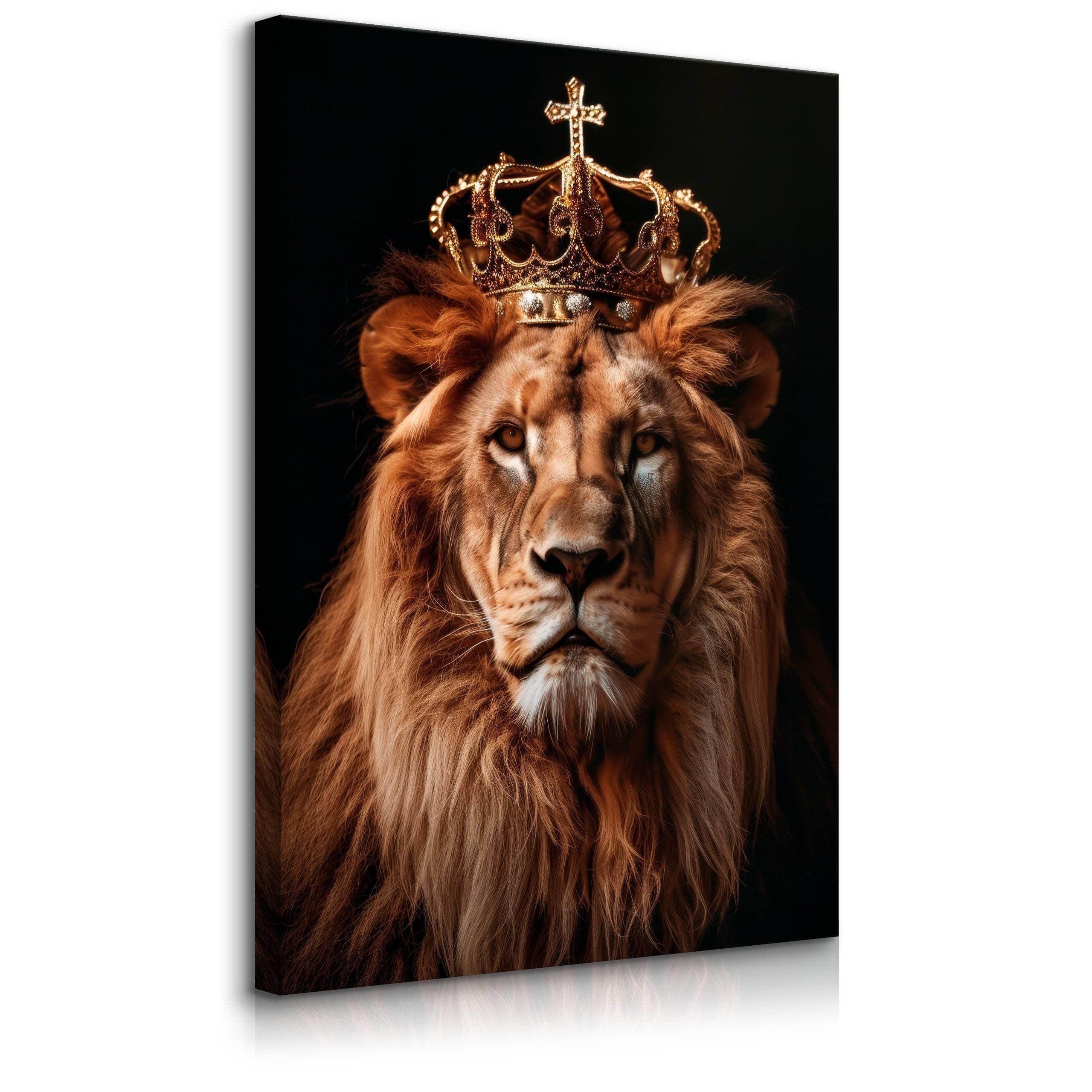 LEINWANDBILD Löwen König Abstraktion 3D Effekt 40cm x 50cm - Beige/Schwarz, Textil (40/50cm) - Muralo