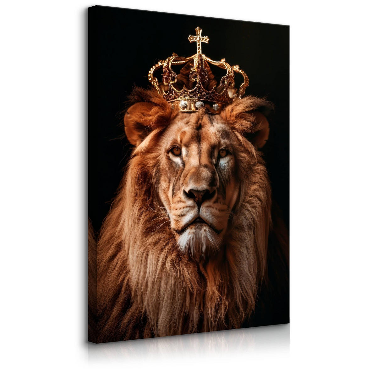 LEINWANDBILD Löwen König Abstraktion 3D Effekt 40cm x 50cm - Beige/Schwarz, Textil (40/50cm) - Muralo