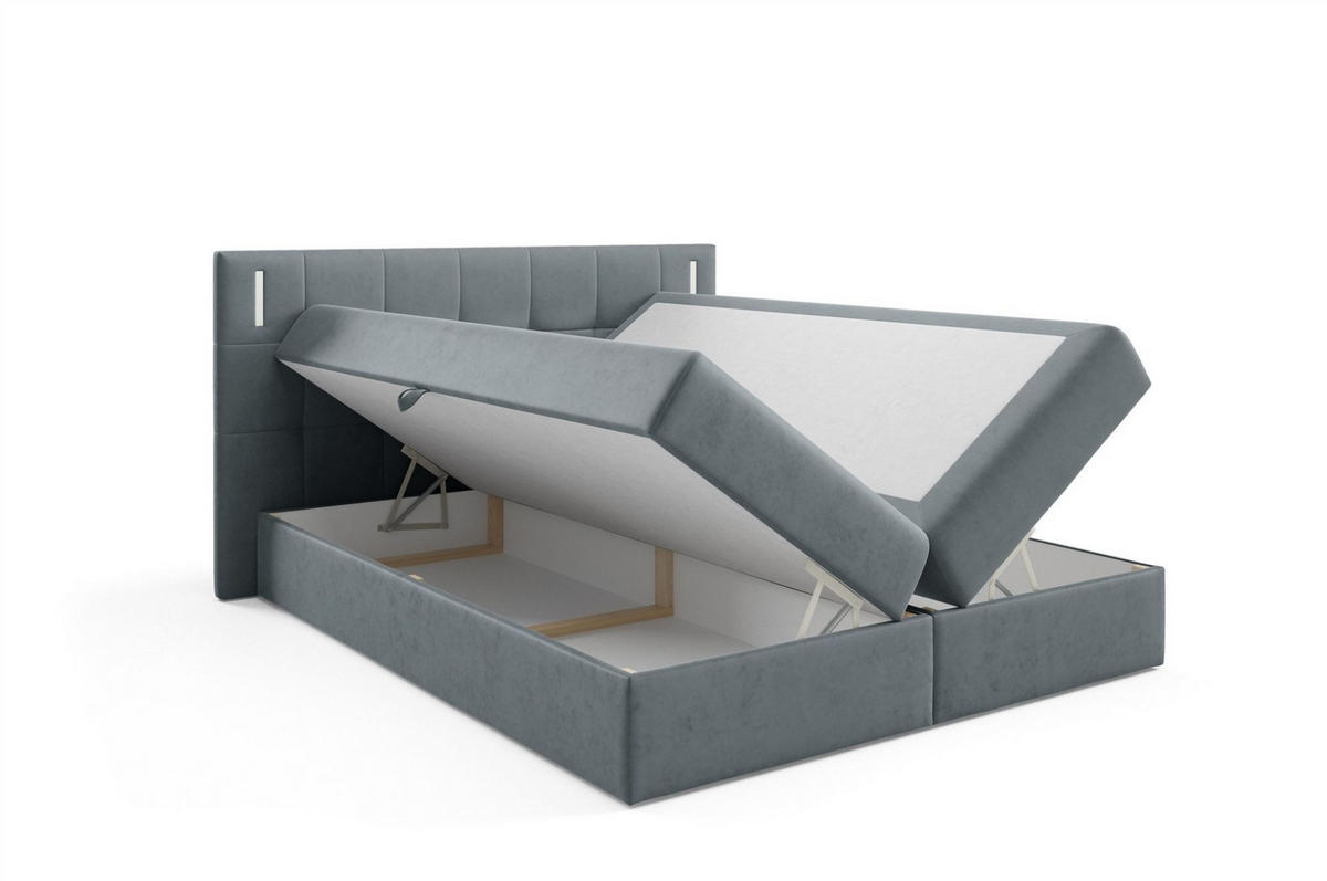BOXBETT Martim Premium - Grau, Holzwerkstoff/Textil (160/200cm) - Fun Möbel