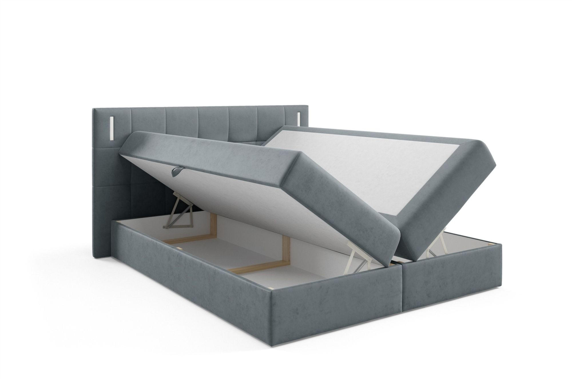 Thumbnail - Fun Möbel Boxbett, Grau, Textil, 120x200 cm, Schlafzimmer, Betten, Boxspringbetten