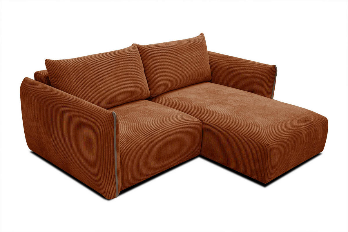 ECKSOFA TAUER 3-Sitzer, orange - Schwarz/Orange, Holzwerkstoff/Kunststoff (206/173cm) - Courtois Laville