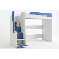 HOCHBETT ARTHUR 90/200 in Weiß/Blau - Blau/Weiß, Holzwerkstoff (90/200cm) - Deine Möbel 24