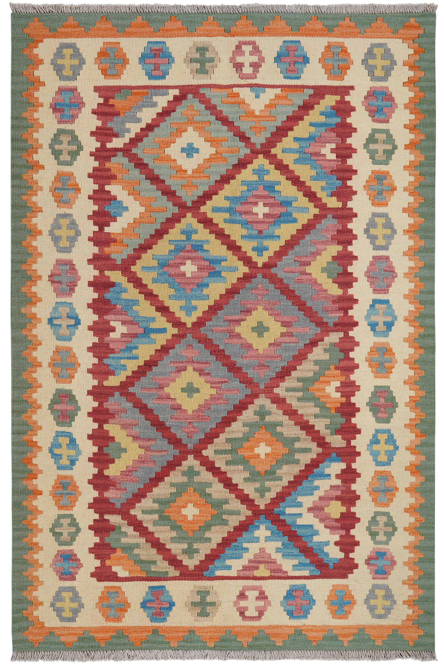 HANDWEBTEPPICH Kelim Gashgai Rot 190/128 cm Schurwolle - Rot, Textil (128/190cm) - Looma