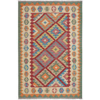 HANDWEBTEPPICH Kelim Gashgai Rot 190/128 cm Schurwolle - Rot, Textil (128/190cm) - Looma