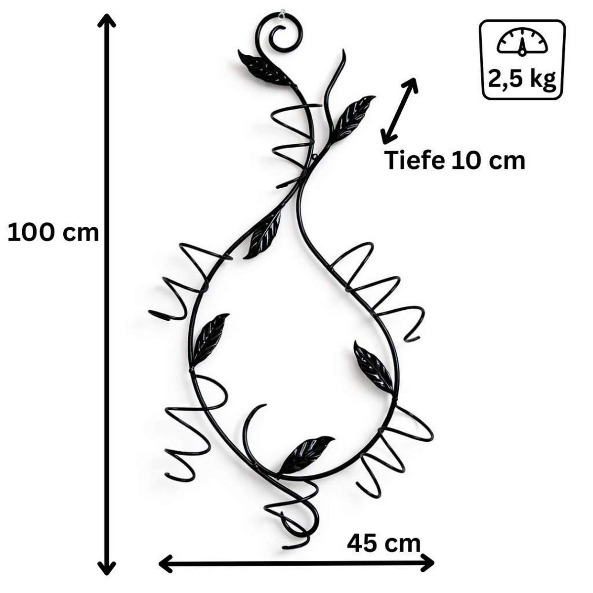 WEINREGAL "Natura" 100cm aus Metall Flaschenständer Wandregal - Schwarz, Metall (45/100/10cm) - DanDiBo