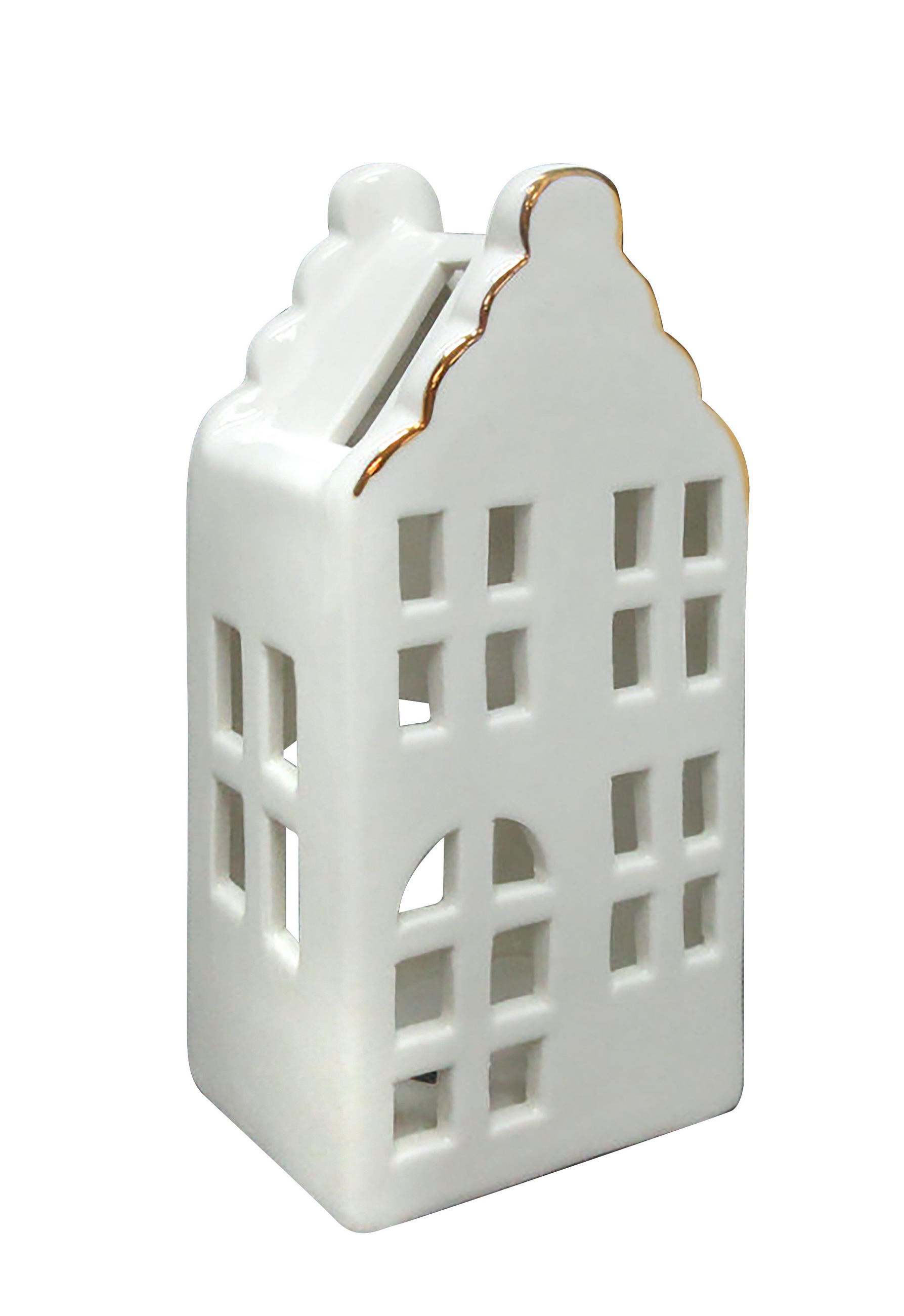 LATERNENHAUS Hytte Weiß 8/6/16.8 cm Keramik - Weiß, Keramik (6/16.8/8cm) - Mondex