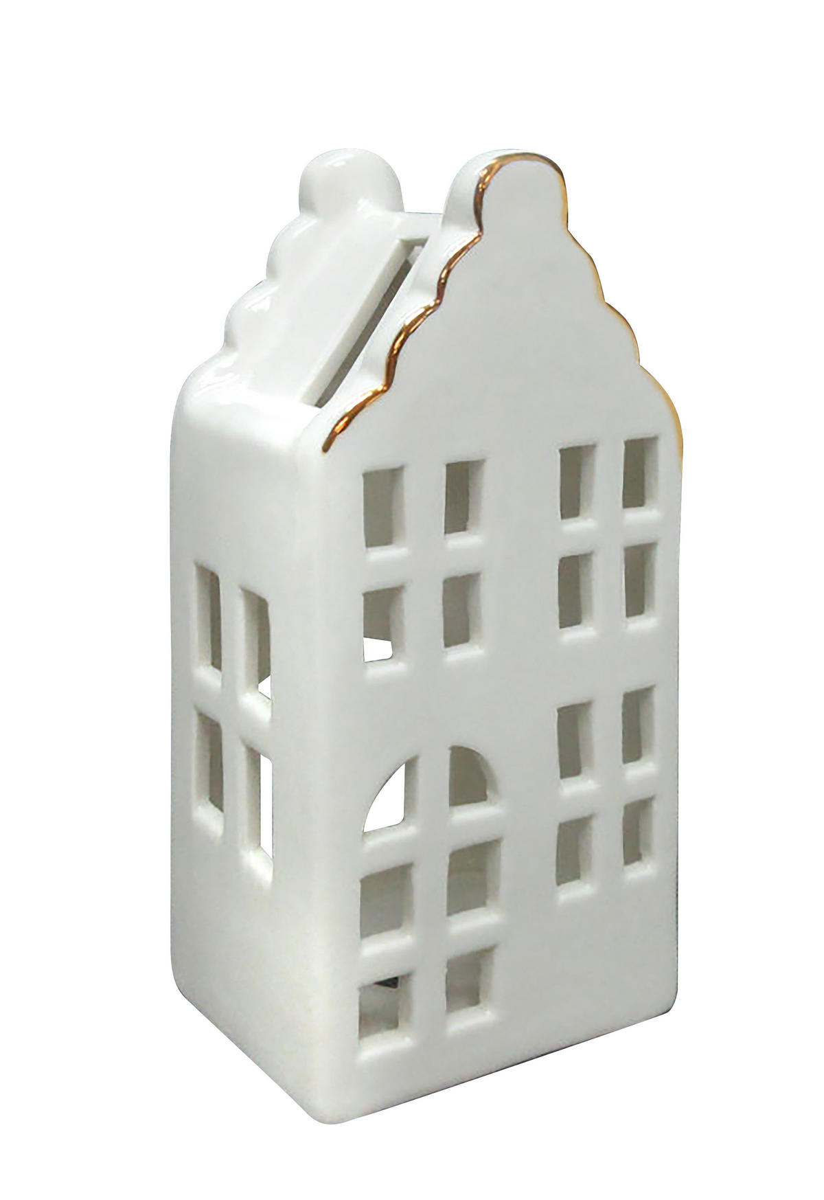 LATERNENHAUS Hytte Weiß 8/6/16.8 cm Keramik - Weiß, Keramik (6/16.8/8cm) - Mondex