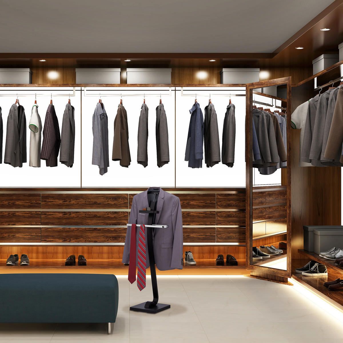 HERRENDIENER - Schwarz, Holzwerkstoff/Metall (46/112/32cm) - Relaxdays