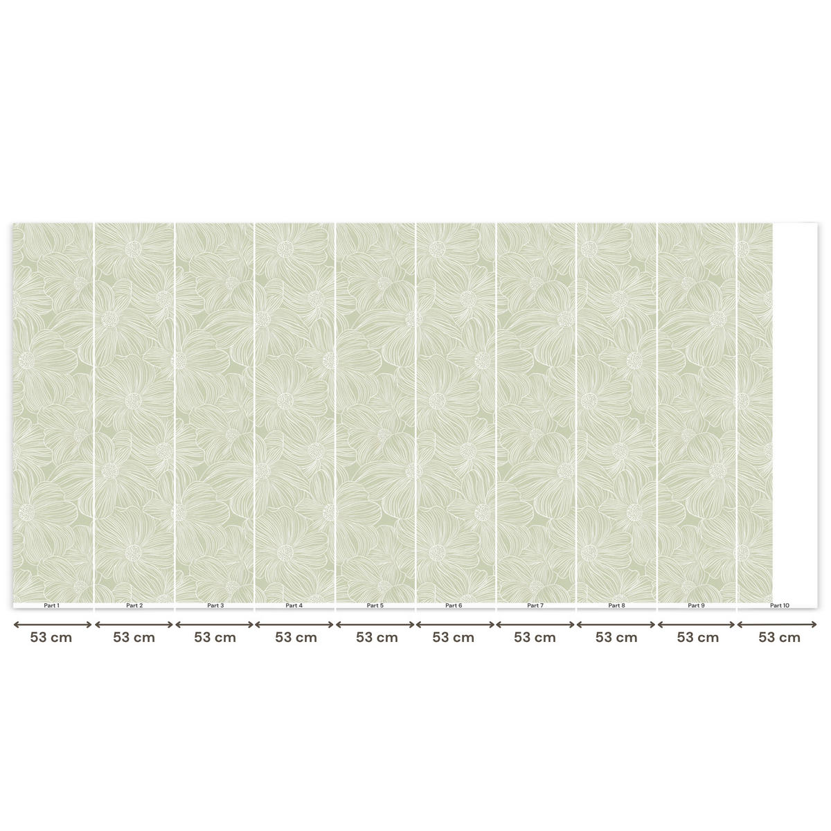 TAPETE - Gelassenheit - Blumen - Grün - 500x260 cm - Salbeigrün, Papier (500/260cm) - OnlyWow