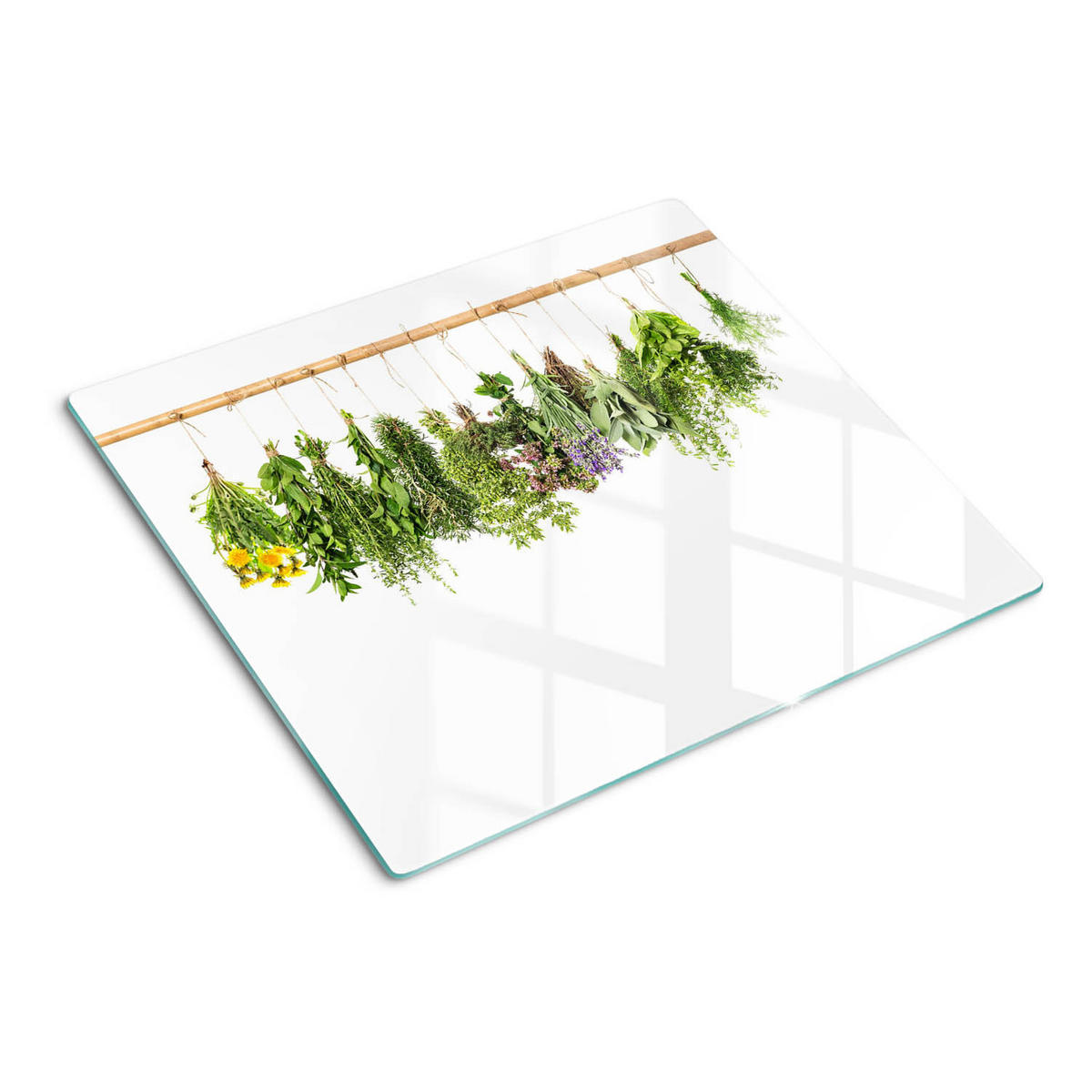 GLASPLATTE 60x52 cm Kräuterschnur - Grün, Glas (60/0.4/52cm) - TULUP